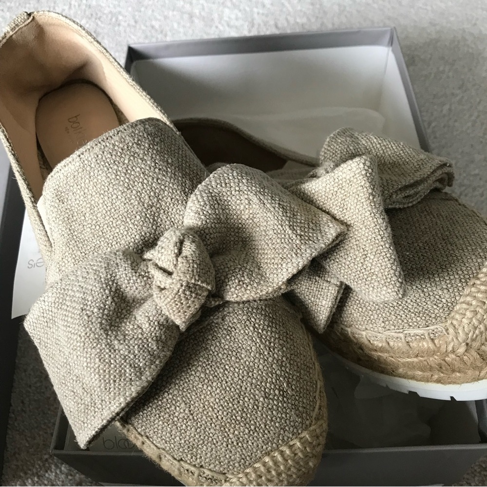 Botkier Wesley Beige Bow Canvas Platform Espadrilles NIB